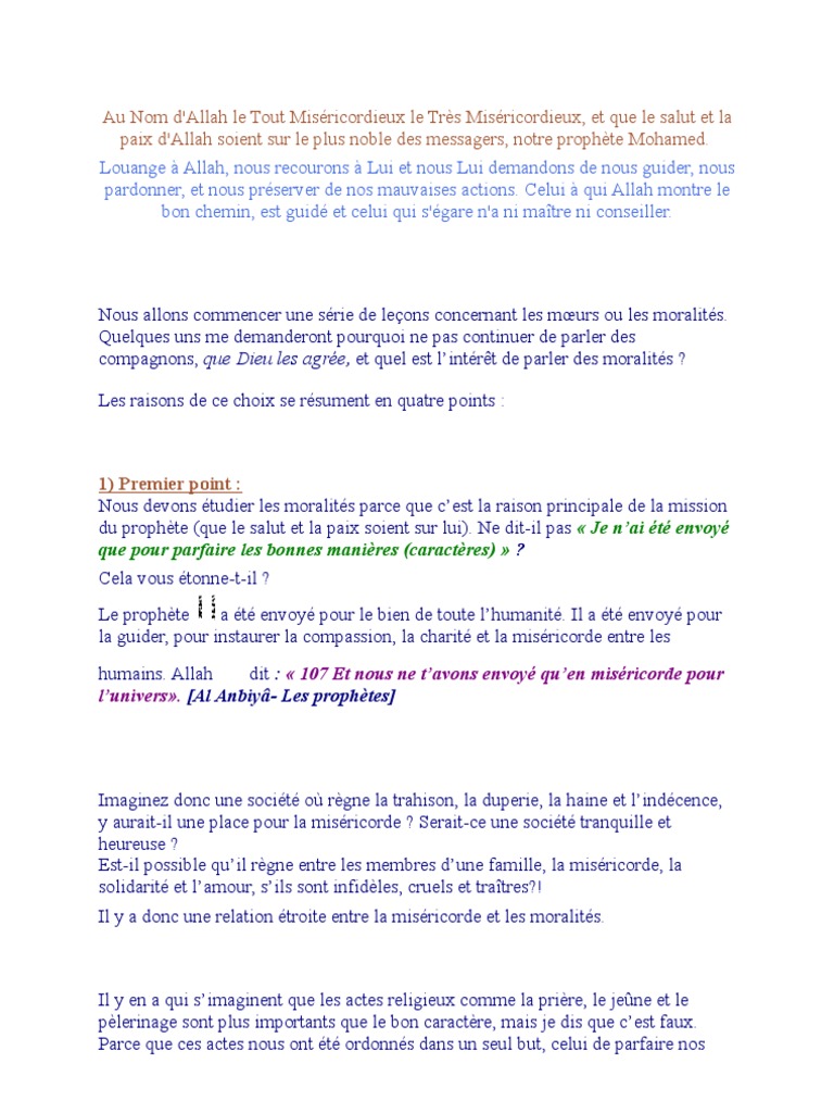 Vertu De Tout Musulman Pdf Mahomet Prophetes Et Messagers De L Islam