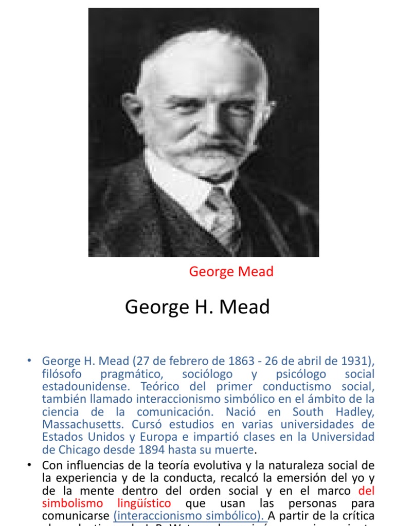 George H Mead | PDF | Interacciones de disciplina académica | Conceptos ...