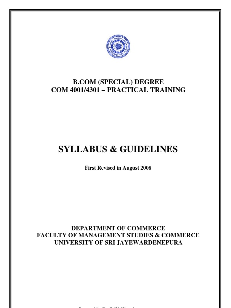 Practical Training Guidelines for B.Com Students | PDF | Academic Term ...