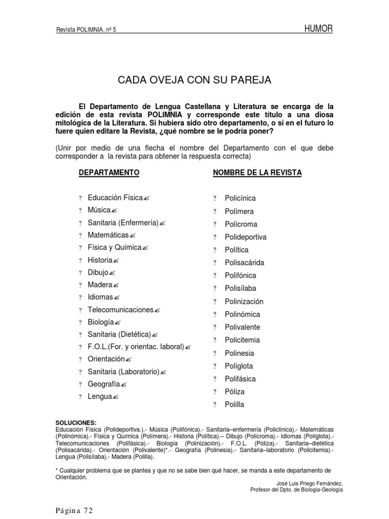 Cada Oveja Con Su Pareja | PDF
