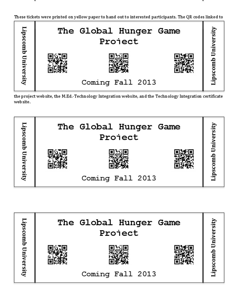 Global Hunger Game Ticket PDF