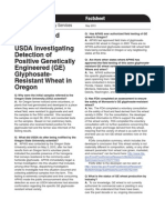 Questions and Answers: USDA Investigating Detection of Positive Genetically Engineered (GE) Glyphosate-Resistant Wheat in Oregon