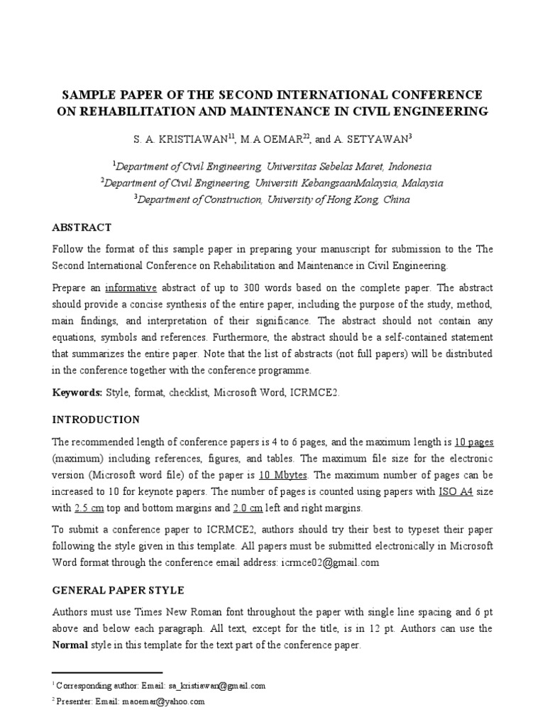 Conference Paper Format Guide | PDF | Letter Case | Microsoft Word