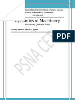 Dynamics of Machinery: University Question Bank