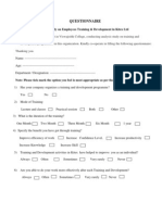 Questionnaire: A Study On Employees Training & Development in Kitex LTD