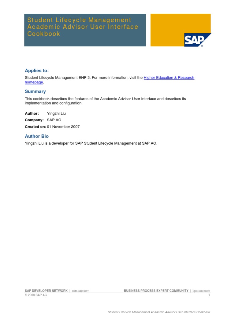 Student Lifecycle Management Academic Advisor User Interface Cookbook ...