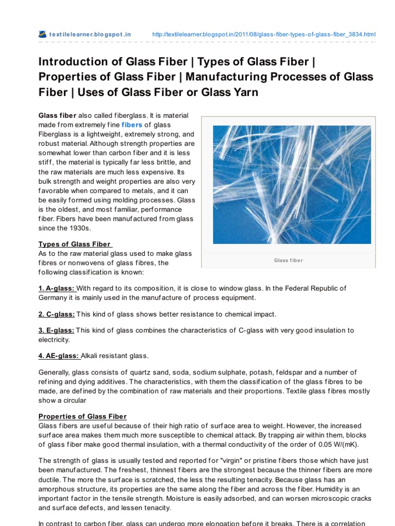 Textilelearner.blogspot.inintroduction of Glass Fiber Types of Glass