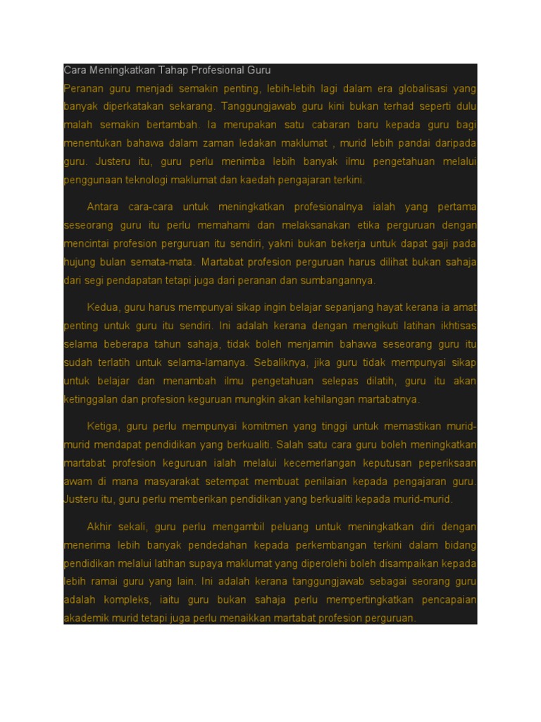 Cara Meningkatkan Tahap Profesional Guru Pdf