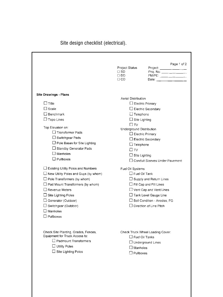 Site Design Checklist (Electrical) .: Electrical Engineer's Portable ...