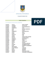 University of Zimbabwe Accepted Students 2013