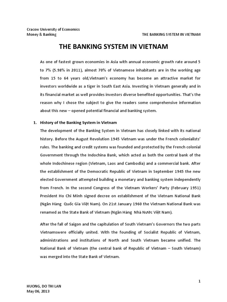 Money & Banking Paper - The Banking System in Vietnam | PDF