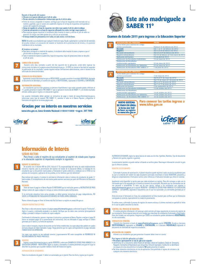 Instructivo Saber 11 | PDF | Contraseña | Informática y tecnología de ...