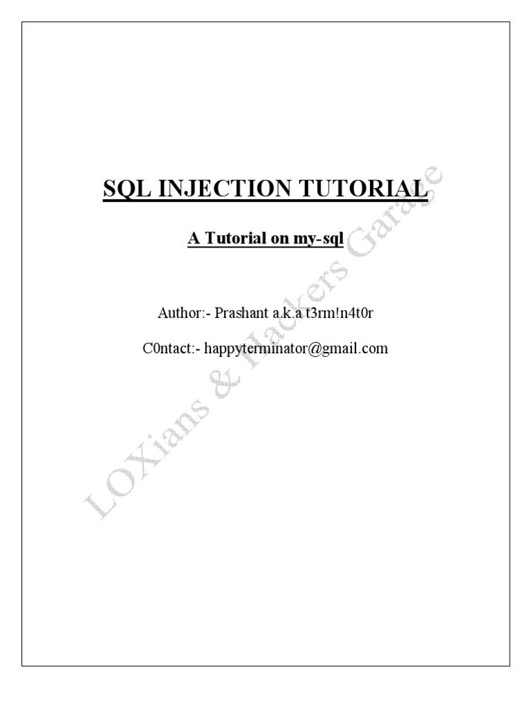 SQL Injection Tutorial | PDF