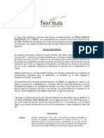 Fersa Convocatorias y acuerdos de Juntas y Asambleas generales (este hecho rectifica al anterior). 2011