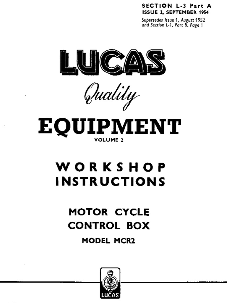 Lucas MCR2 Control Box | PDF