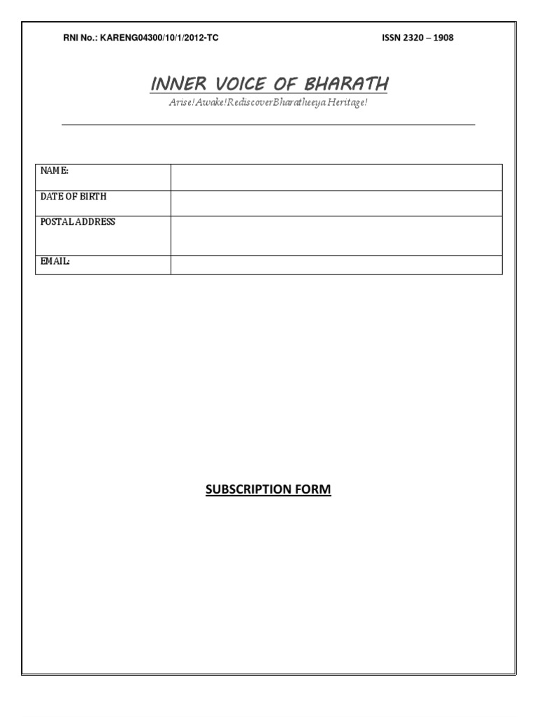 Subscirption Form | PDF