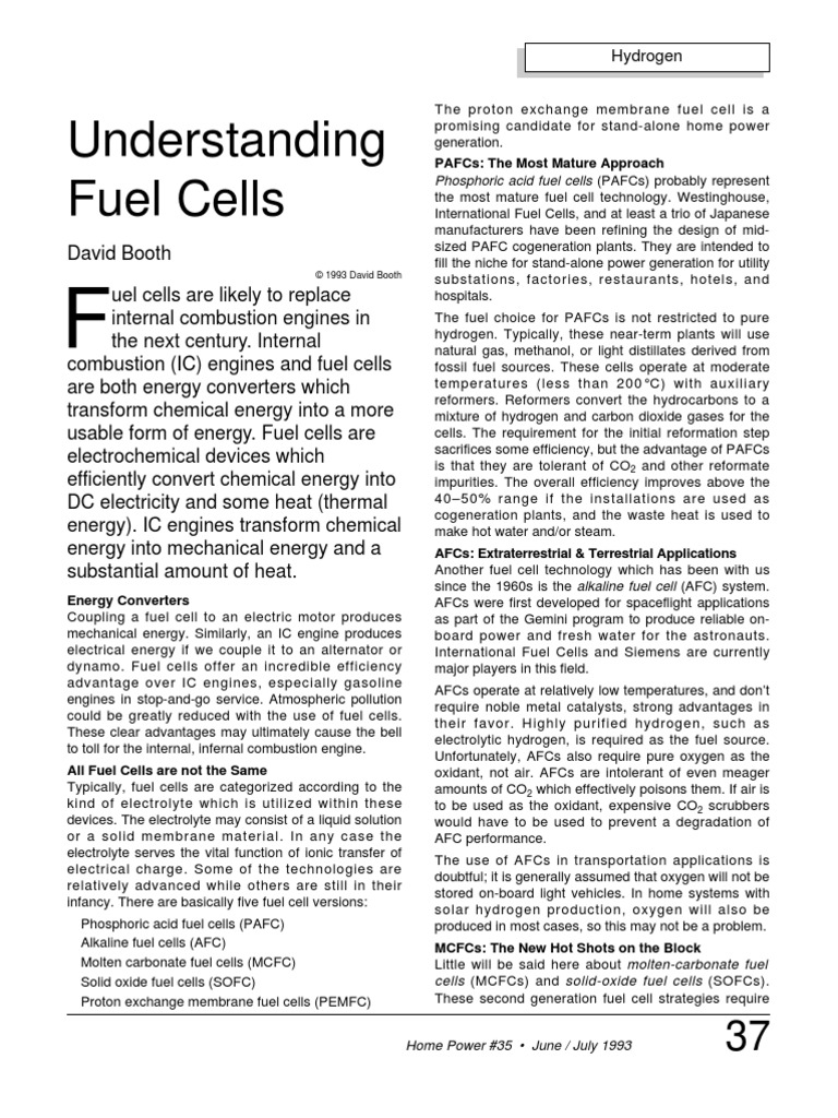 Hydrogen - Understanding Fuel Cells | PDF