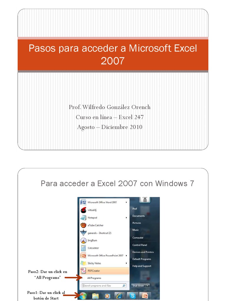 Pasos para Entrar A Microsoft Excel | PDF | Informática