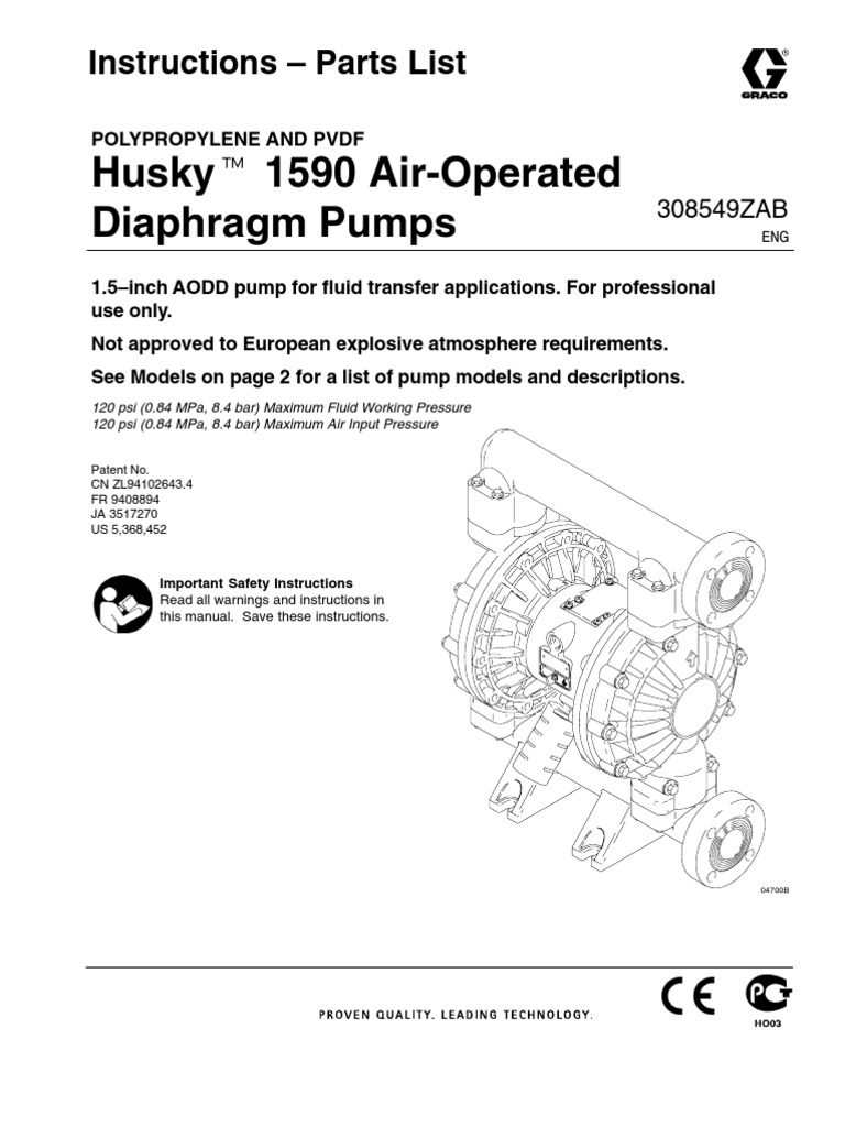 Graco Husky 1590 Diaphragm Pump Manual | PDF | Valve | Pump