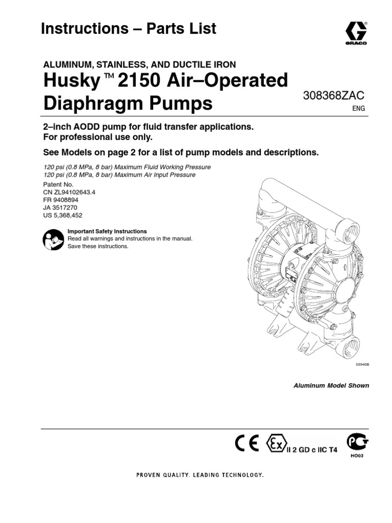 Graco Husky 2150 Diaphragm Pump Manual ALUMINUM, STAINLESS, AND