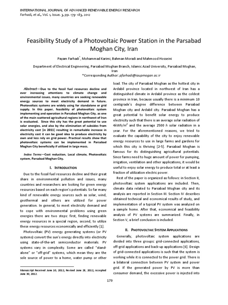Feasibility Study of A Photovoltaic | PDF | Photovoltaic System ...
