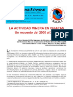 LA ACTIVIDAD MINERA EN CHIAPAS
Un recuento del 2000 al 2012.