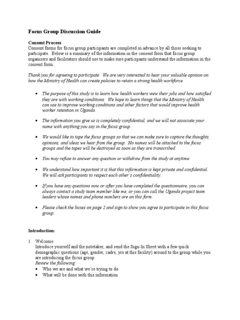 Focus Group Discussion Guide Pdf