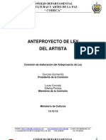 Anteproyecto de Ley Del Artista