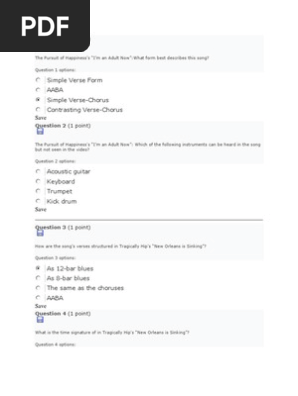 Quiz 1 Blues Song Structure
