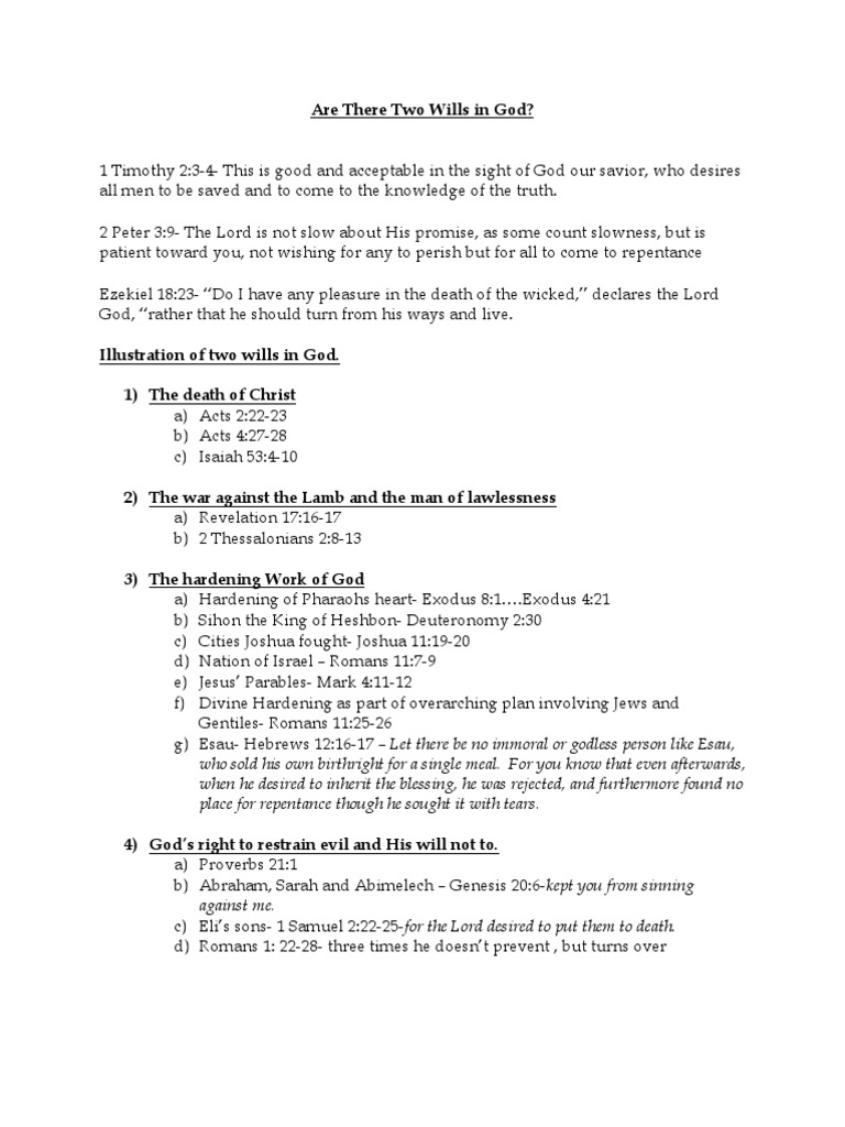 does God have two wills study guide Glory (Religion) Grace In