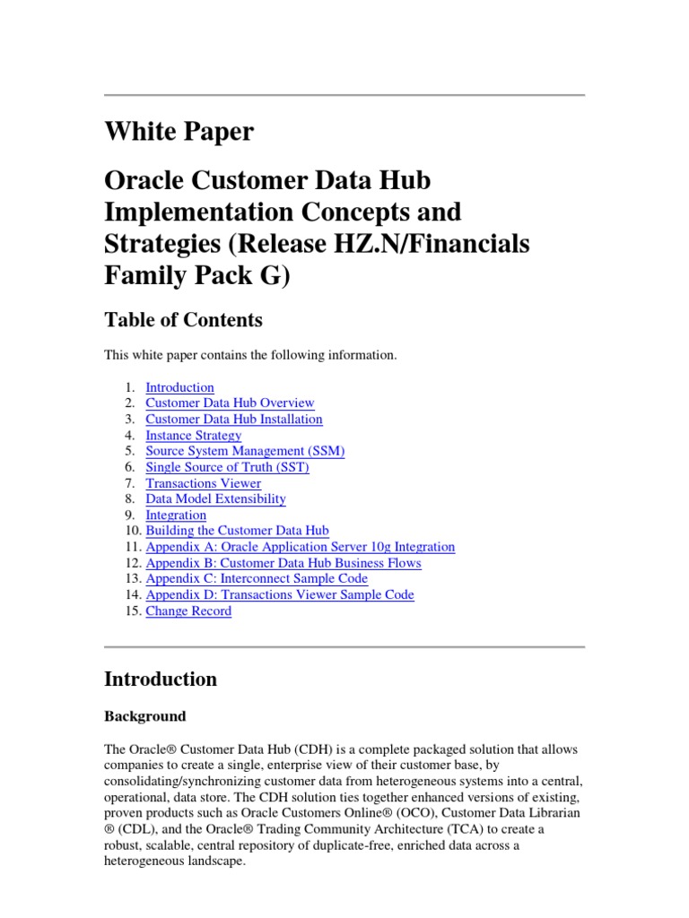 Oracle Customer Data Hub Implementation Concepts and Strategies | PDF ...