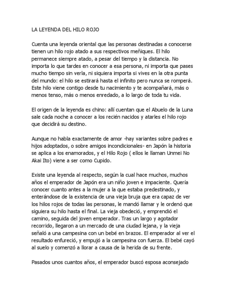El Hilo Rojo Del Destino Cuento Pdf