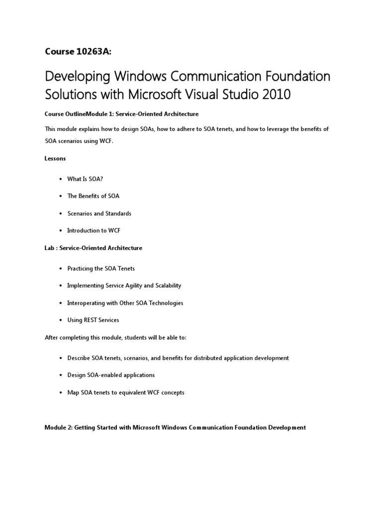 WCF Development Training Course | PDF | Windows Communication ...