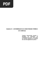 Laboratorio de Transferencia de Calor Relatorio 01 Determinacao Da Condutividade Termica Do Cobre K PDF