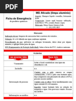 Ficha Emergência MG Ativado limpa alumínio