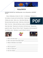 Halloween: Instructions: Read The Story. Read The Questions. Answer The Questions With SHORT Answers