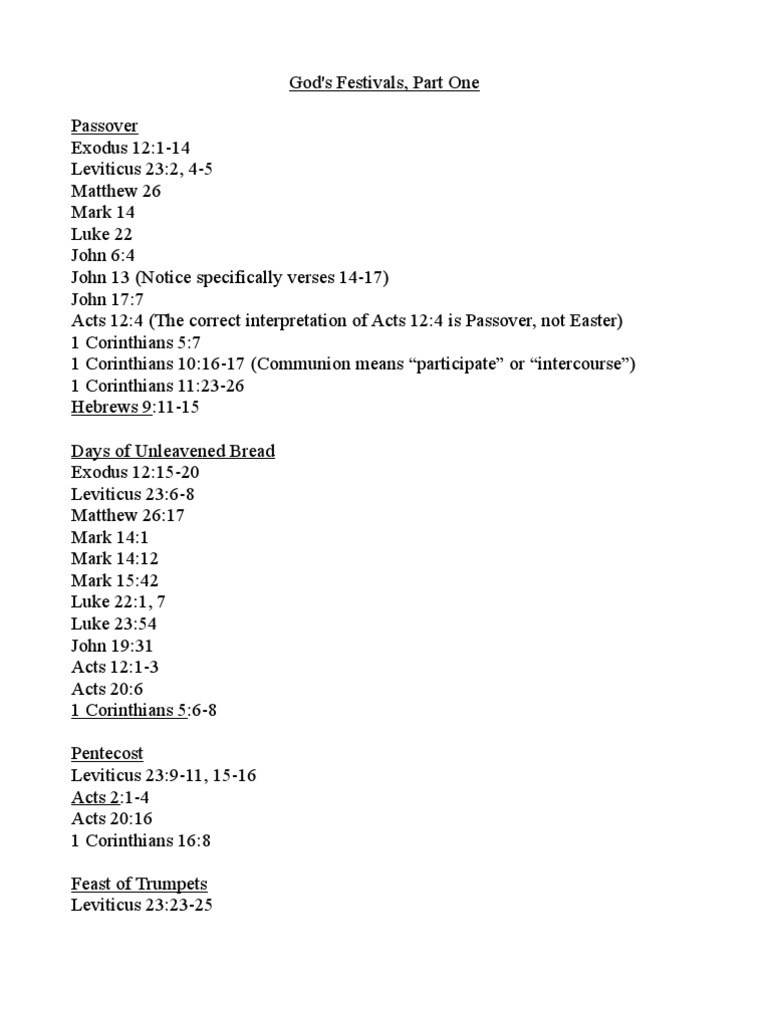 Gods Festivals Passover Bible Content