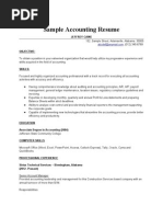 Sample Accounting Resume Template