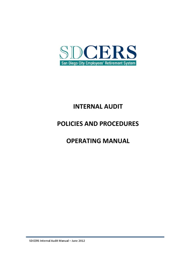 SDCERS Internal Audit Manual 2012 | PDF | Internal Audit | Audit Committee