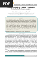 Comparative Study of Available Technique For Detection in Sentiment Analysis