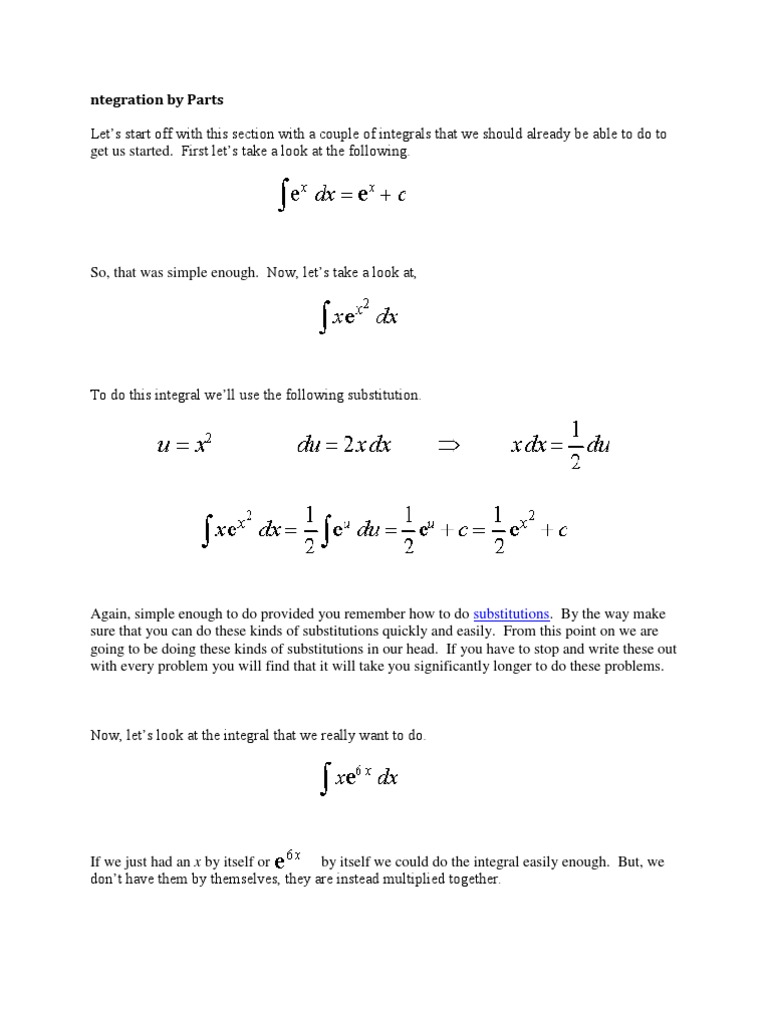 Integration by Parts | PDF | Integral | Calculus