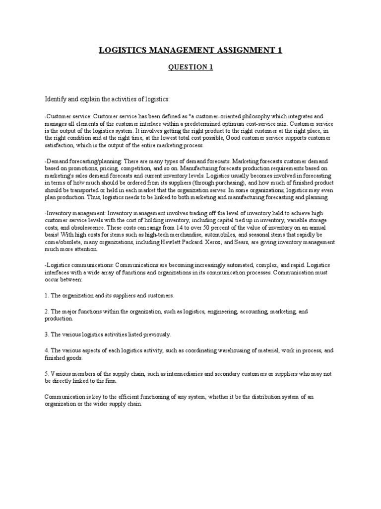 Logistics assignment wow classic picture