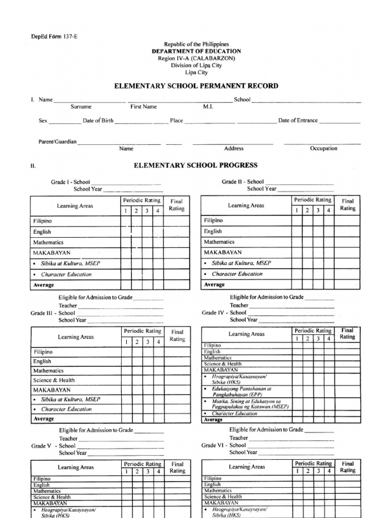 Form 137 Old | PDF | Foreign Language Studies