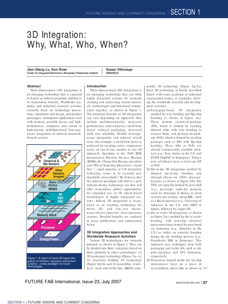 3D Integration Technologies Overview | PDF | Semiconductor Device ...