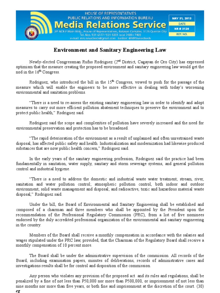 may31.2013Environment and Sanitary Engineering Law Sanitation Waste Management