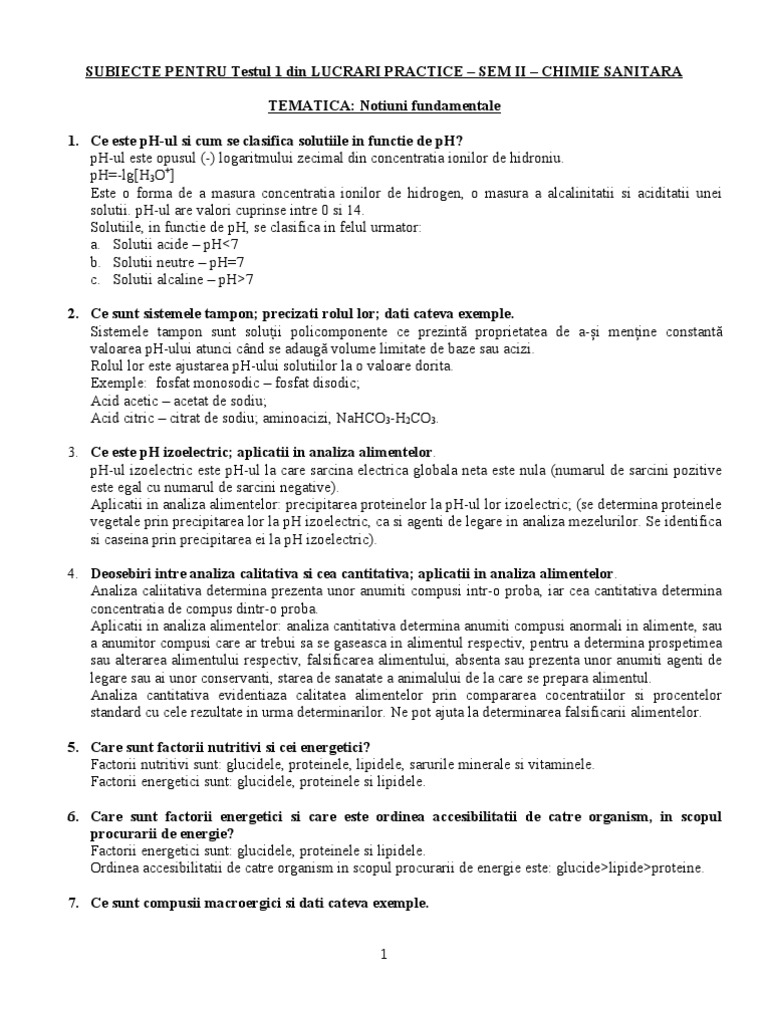 Subiecte Pentru Testul 1 Din LP Sem II | PDF