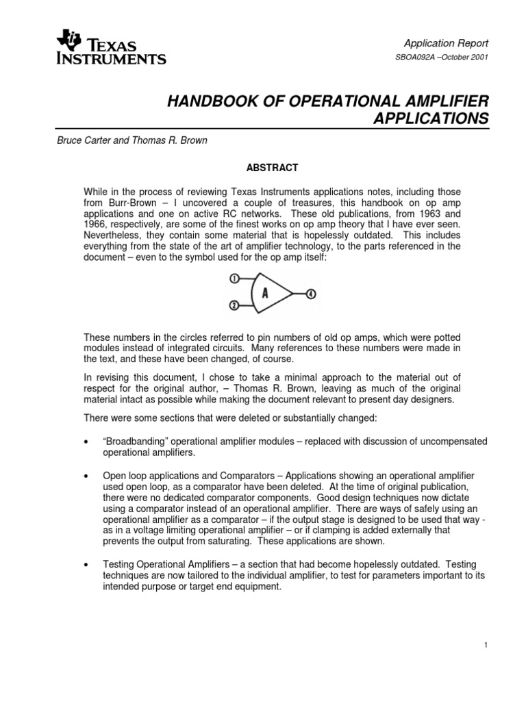 Operational Amplifier Applications | PDF | Amplifier | Operational ...