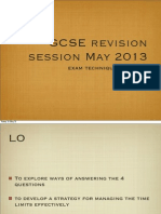 GCSE Revision Session May 2013: Exam Technique Guidance