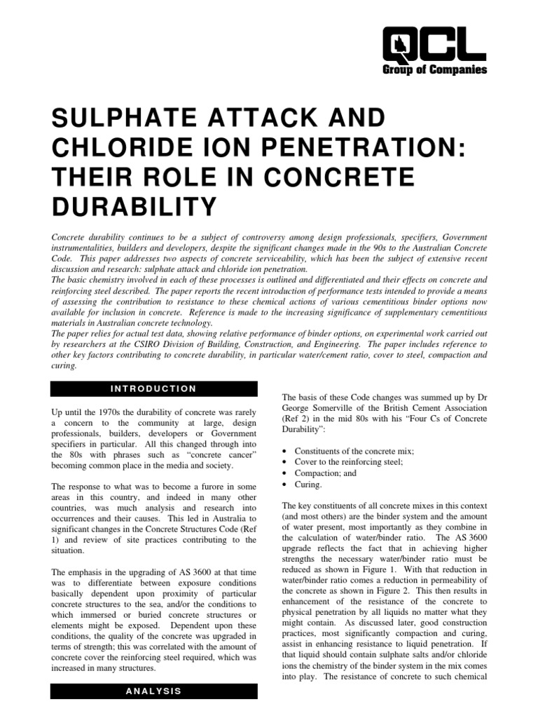 Sulphate Attack and Chloride Penetration | PDF | Fly Ash | Concrete