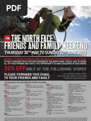 north face friends and family discount